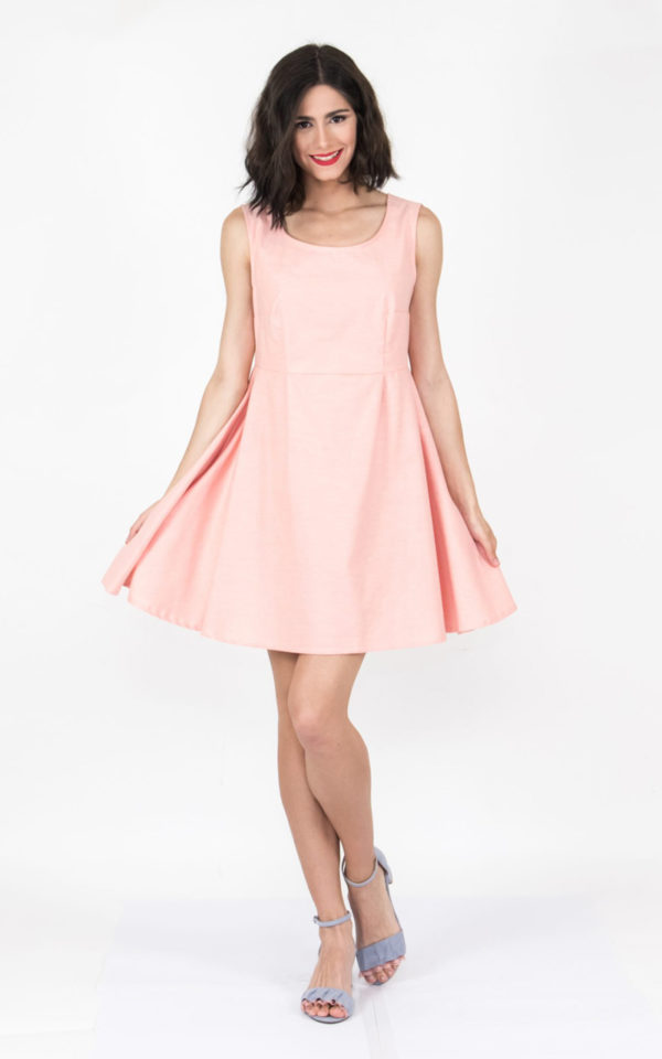 Chaton Sleeveless Oxford Dress Coral