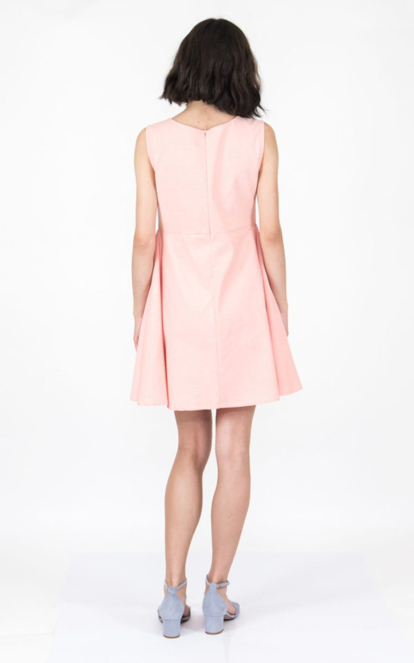 Chaton Sleeveless Oxford Dress Coral