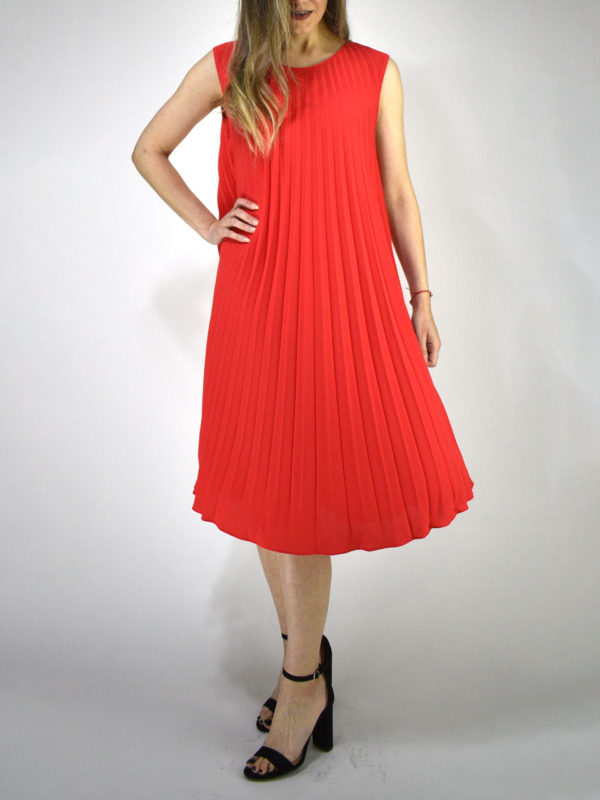 Orion London Pleated Dress Red