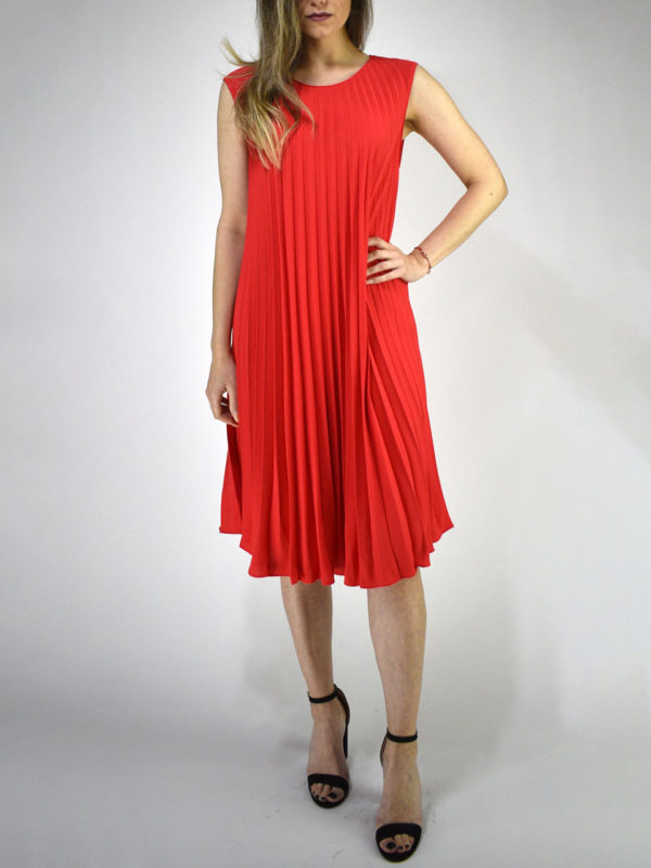 Orion London Pleated Dress Red