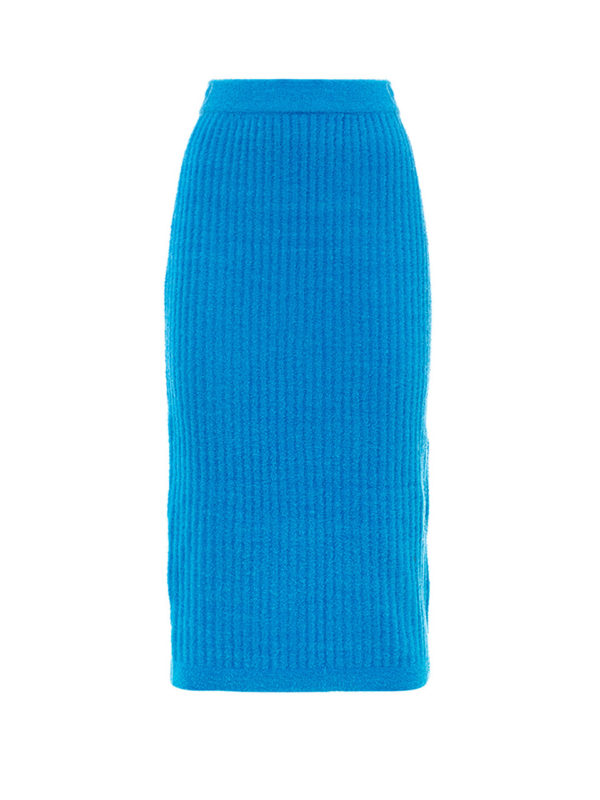 Milkwhite Knit Pencil Skirt Blue