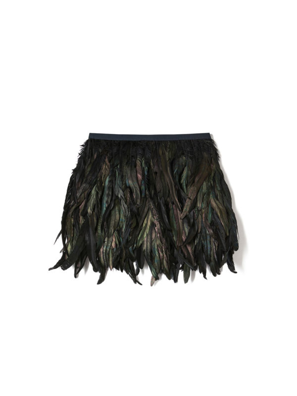 Milkwhite Skirt with Feathers Black