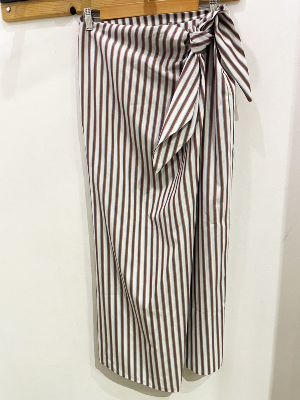 Milkwhite Wrap Striped Skirt Brown