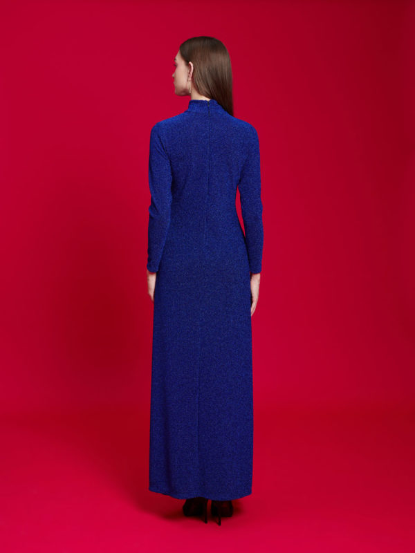 We are High-neck Lurex Gown Indigo