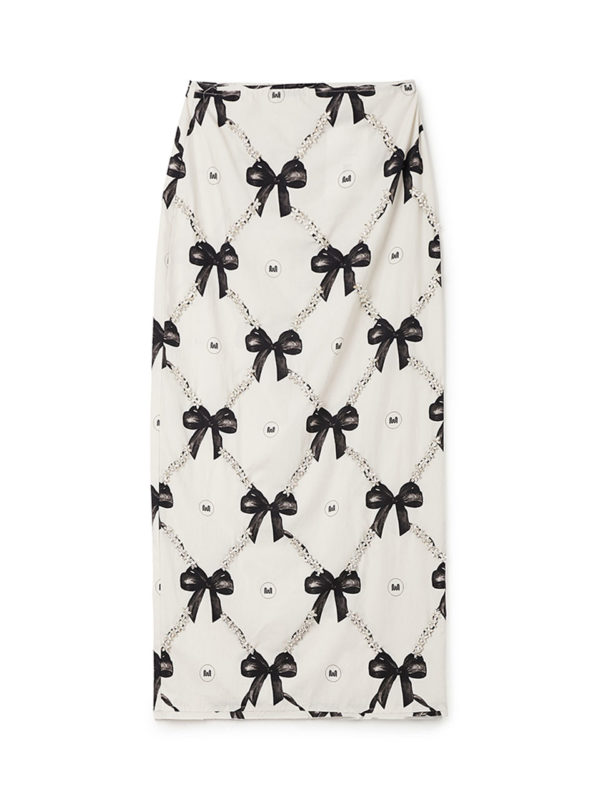 Milkwhite Midi Bow Skirt Black