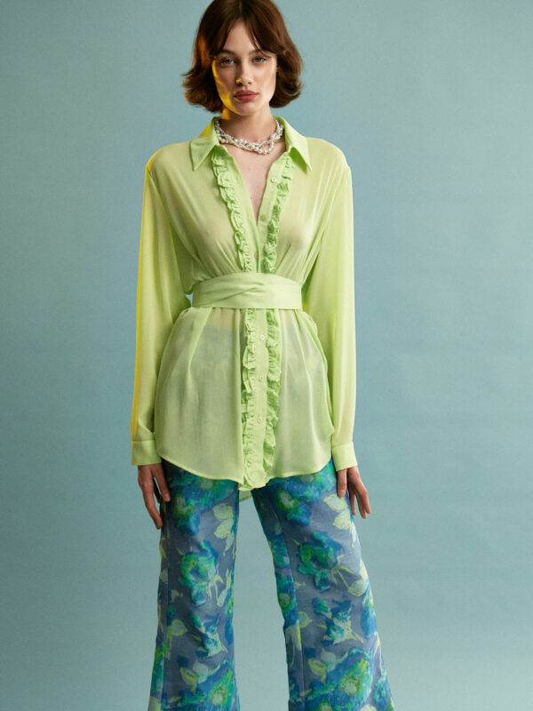 Ananke Amaya Ruffle Green Shirt