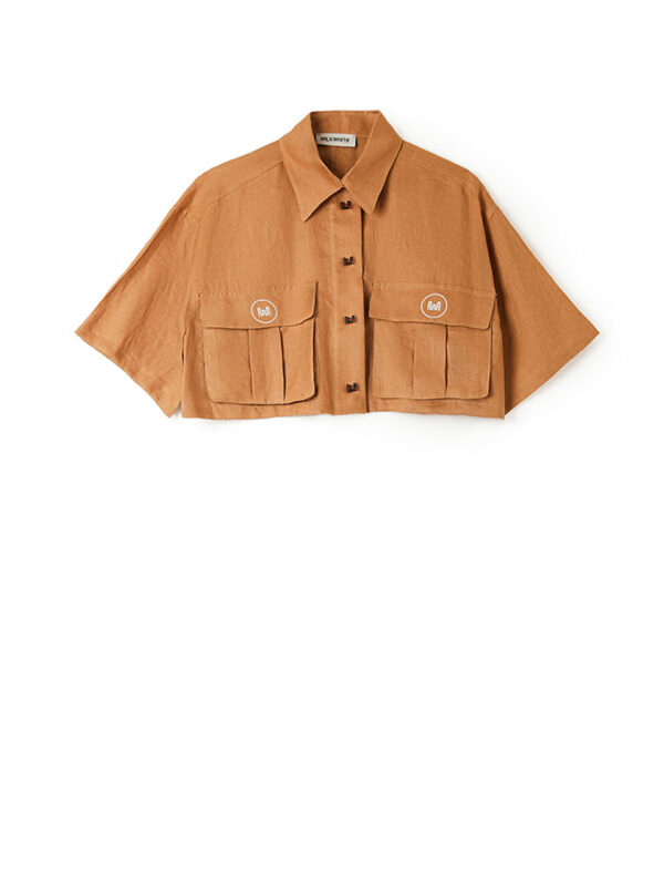 Milkwhite Crop Shirt Camel