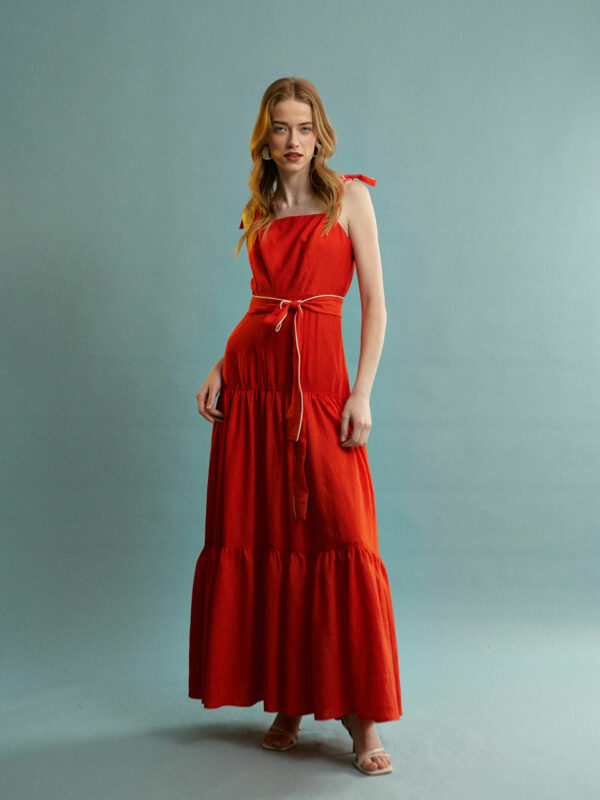 Ananke Jane Viscose Ruffle Red Dress