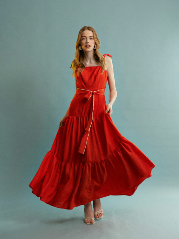 Ananke Jane Viscose Ruffle Red Dress