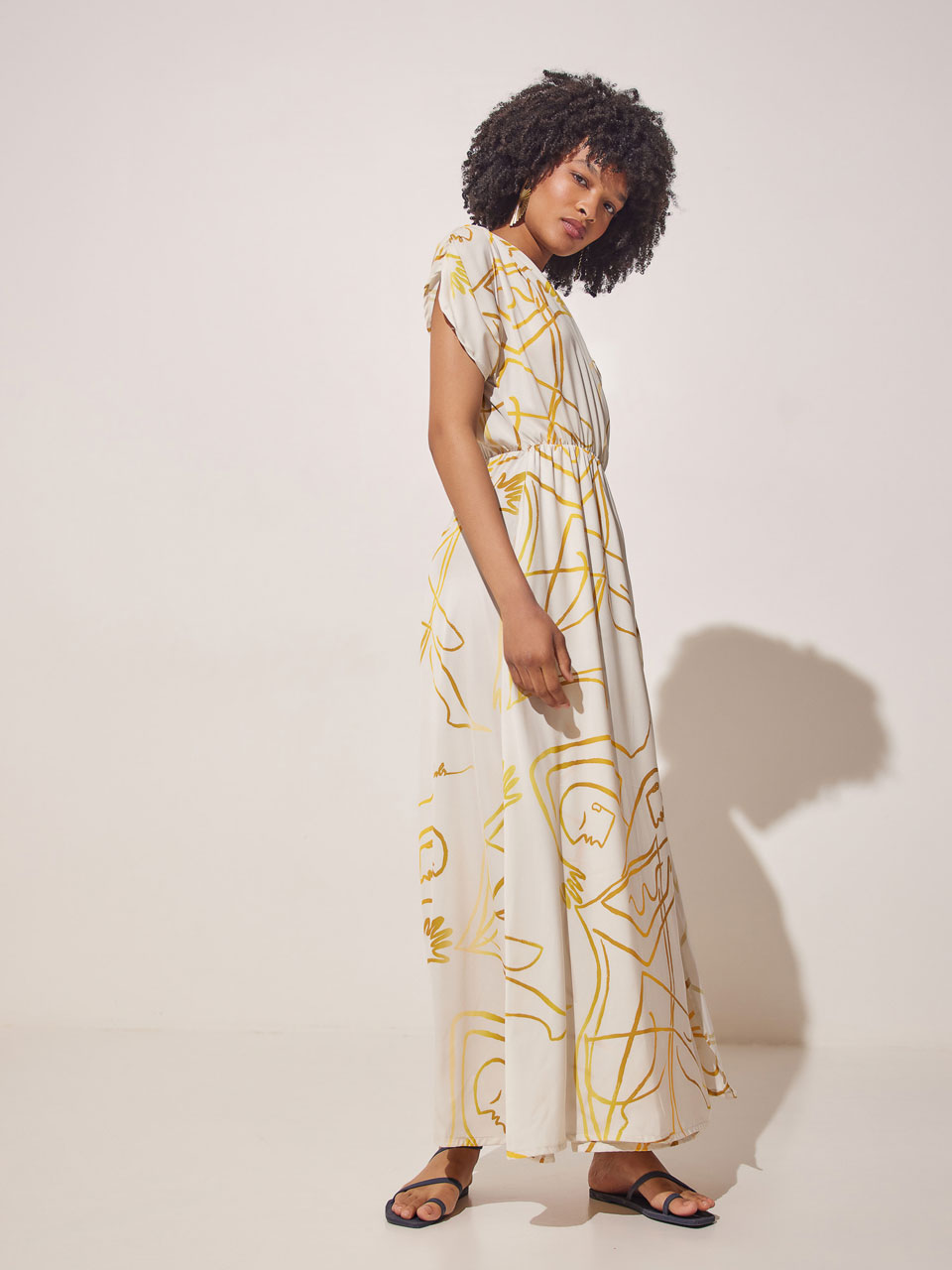 The Knls Serenity Wrap Dress Gold Feel Print