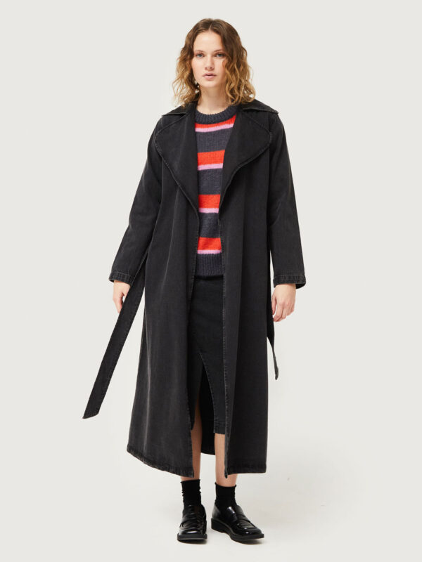 Compania Fantastica Black Denim Trench Coat