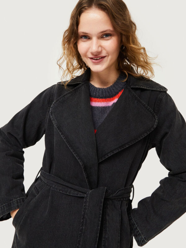 Compania Fantastica Black Denim Trench Coat