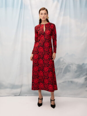 We are Keyhole Dress Flowers Red