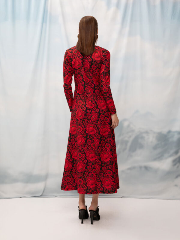 We are Keyhole Dress Flowers Red