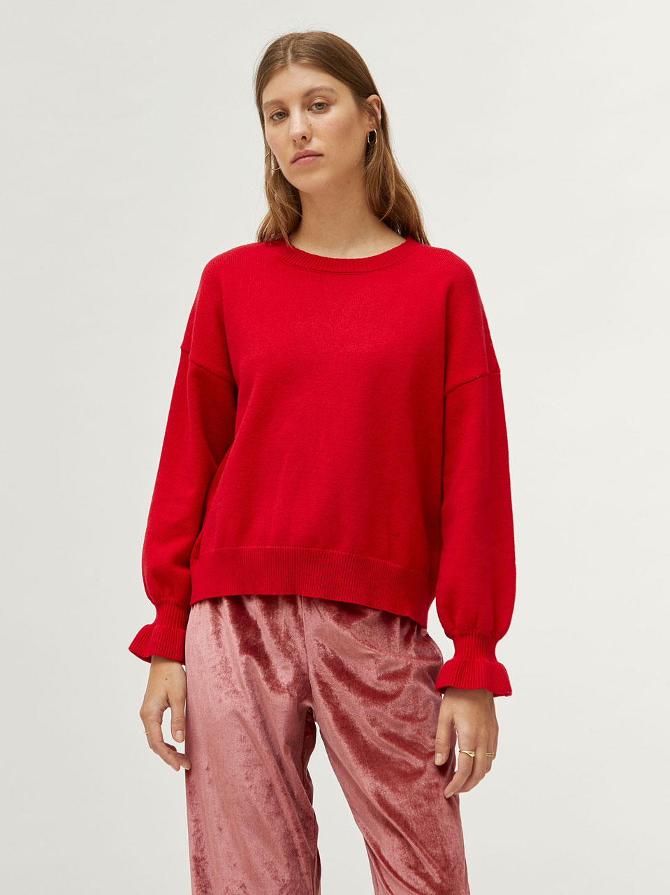 Compania Fantastica Red Cuff Detail Sweater