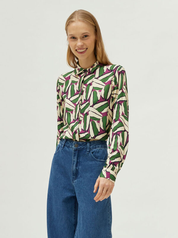 Compania Fantastica Green Geometric Shirt