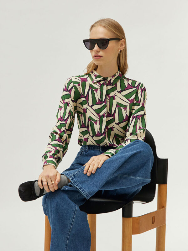 Compania Fantastica Green Geometric Shirt