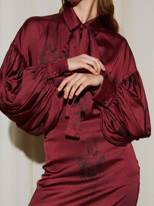 Ananke Ananke Satin Printed Burgundy Shirt