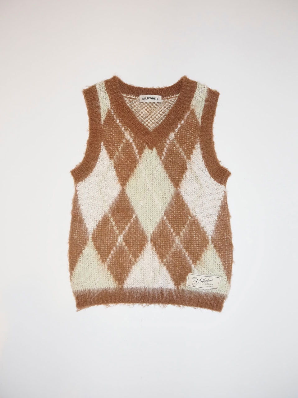 Milkwhite Sleeveless Knit Brown