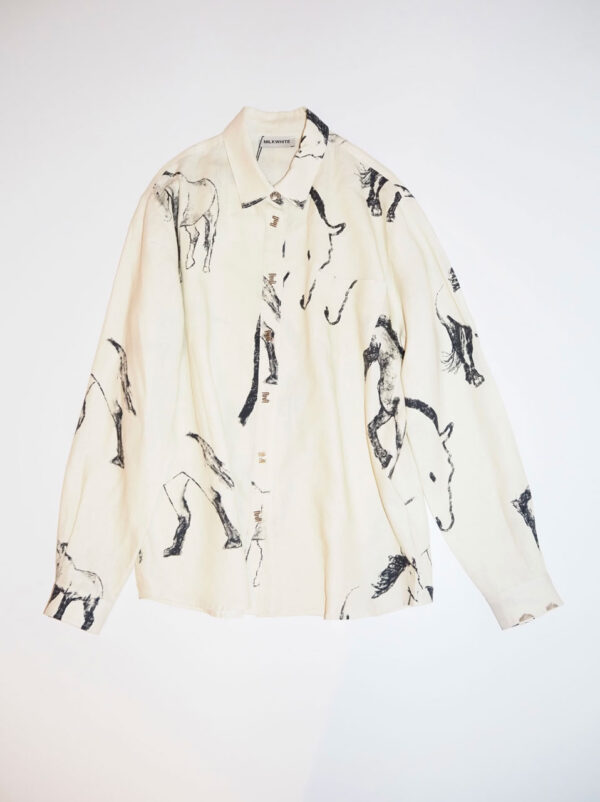 Milkwhite Oversized Shirt Black Horse