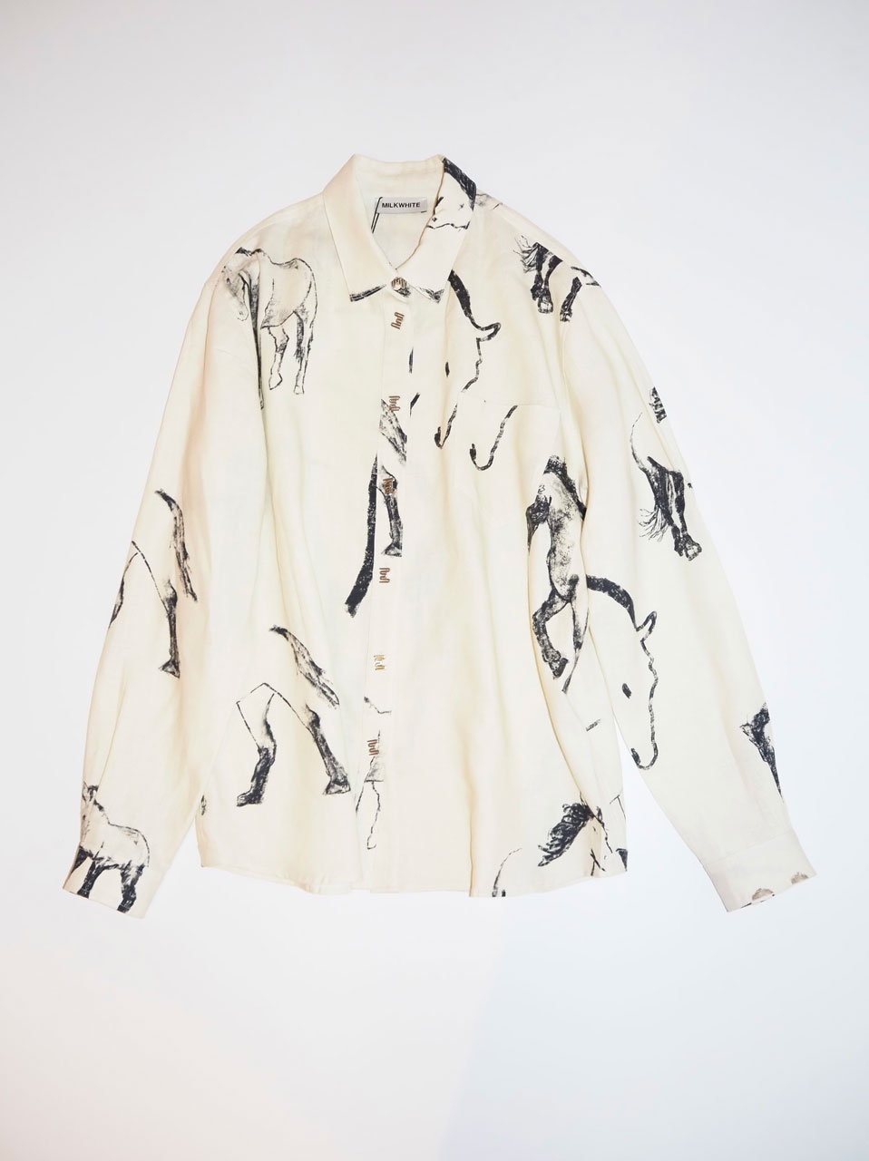 Milkwhite Oversized Shirt Black Horse