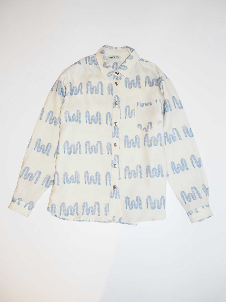 Milkwhite Oversized Shirt with Blue Logo