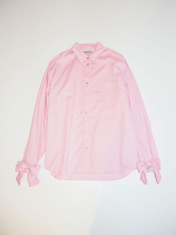 Milkwhite Oversized Bow Shirt Pink