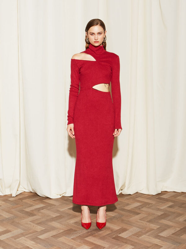 Ananke Clara Rib Knit Red Dress